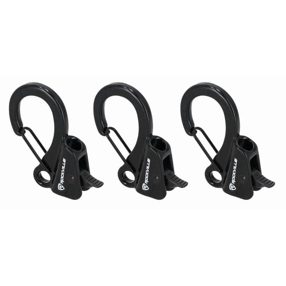 Rockville RQA-3 3-Pack Quick-Release Boat Fender Clips, 316 Stainless Steel, Height Adjustment, Fits 1.2-Inch Rails