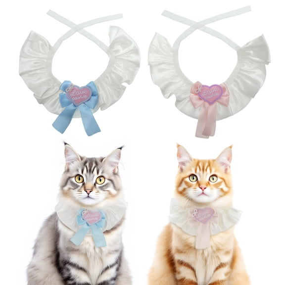 Unique Bargains Cat Collar Kitten Collars Kitten Collar Breakaway Pet Bibs Bandana Accessories for Birthdays Photoshoots Small Light Blue Light Pink 2 Pcs