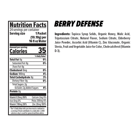 Honey Stinger RECOVER Rapid Hydration Mix - Berry Defense, Sports Nutrition (24 count)