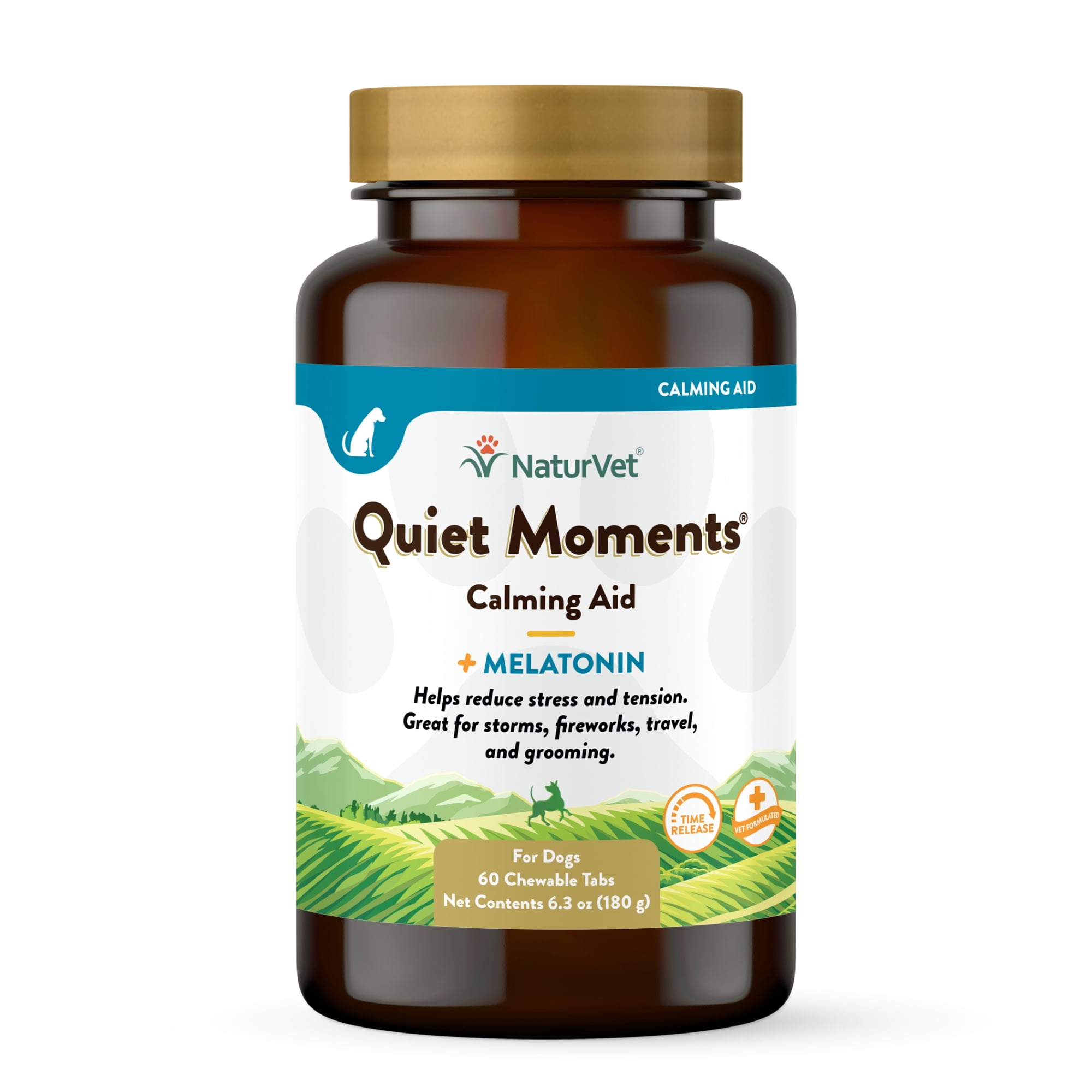 NaturVet Quiet Moments Calming Aid Supplement for Dogs, 60 Chewable Tablets