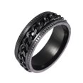 thumbnail image 1 of Anillo giratorio para hombre para aliviar la ansiedad, anillo de ansiedad negro de acero inoxidable con incrustaciones de cadena de acera, joyería de regalo Tamaño Circunferencia 62,4 mm Diá, 1 of 4