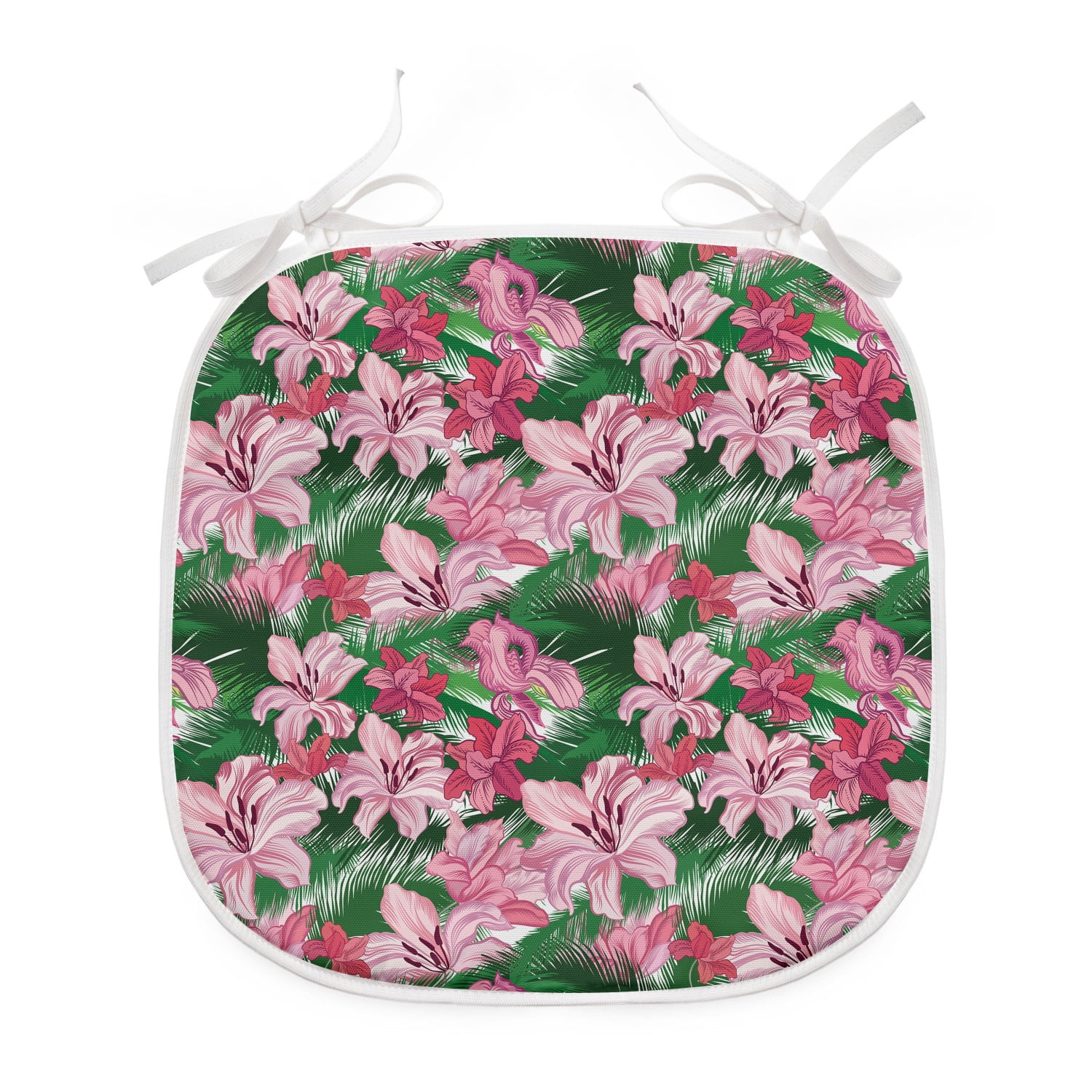 Jungle Dining Chair Pad, Growth of the Exotic Hawaiian Island Blossoms