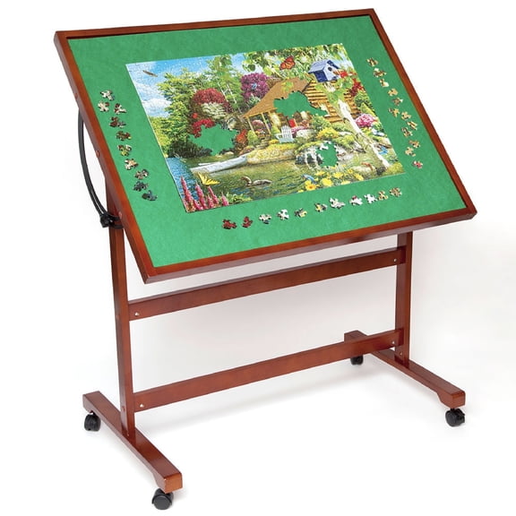 Bits And Pieces Foldable Tilting Adjustable Puzzle Table - 40 Degree Standing Desk with Collapsible Cover and Wheels