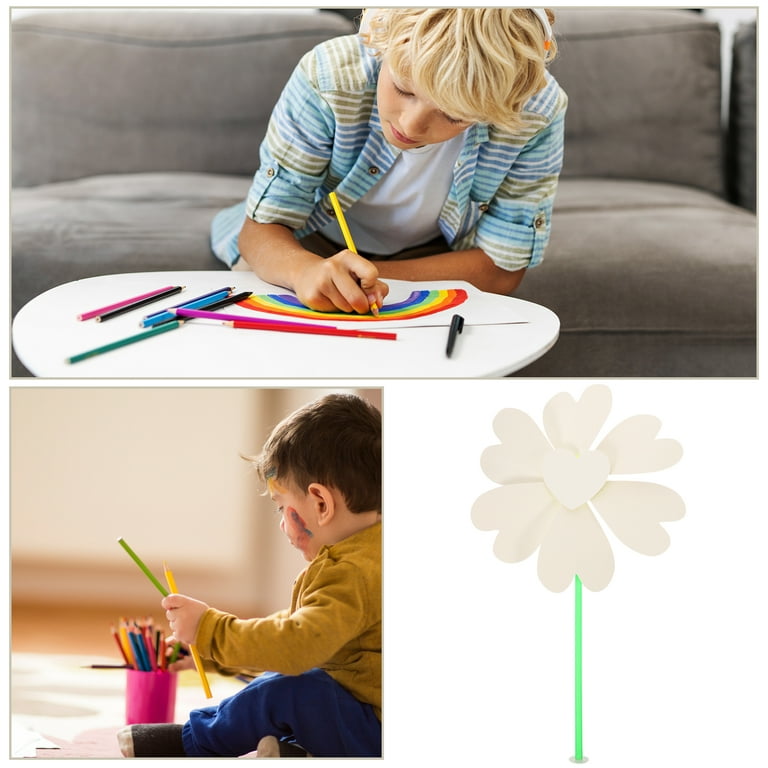 OUNONA 10Pcs Blank Pinwheels DIY Pinwheels Craft Toy DIY White Pinwheels  Painting Party Favors Pinwheels Decor