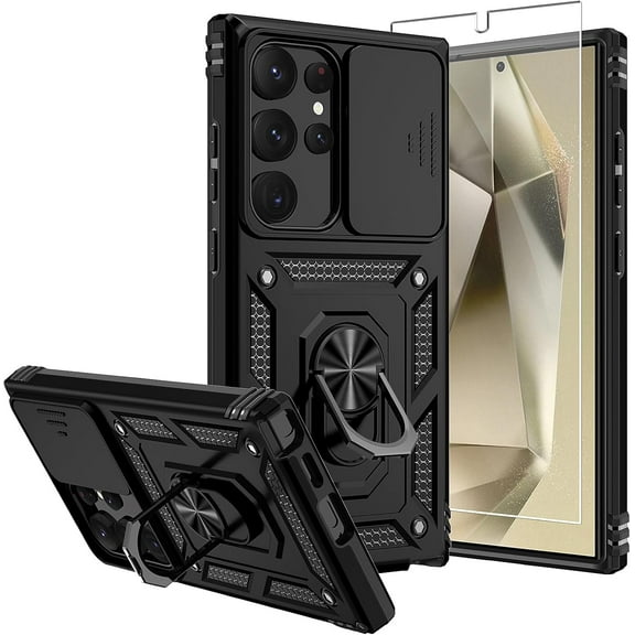 MYKOMI for Galaxy S25 Ultra Case,with Camera Cover,[Military Grade] 16ft.Drop Tested Cover with Magnetic Kickstand Protective Case for S25 Ultra