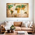 thumbnail image 2 of Elephant Stock Wooden Safari World Map Wall Art - Horizontal Multi Panel Canvas - Living Room Wall Decor - Map Multi Panel - Brown And Orange Decor - 65" x 42", 2 of 4