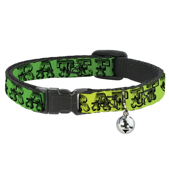 Grateful Dead Breakaway Cat Collar With Bell, Plastic Clip, Easy Adjustable, Grateful Dead Text Skull Roses Rainbow Fade, 8.5 to 12 Inches 0.5 Inch Wide