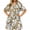 Khaki, variant on Short Sleeve Women Floral Print Loose Fit Lapel V-neck Casual Mini Dress