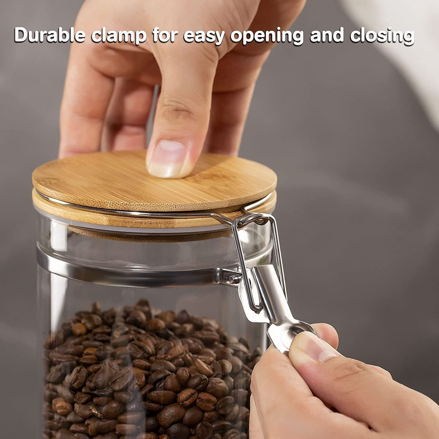 ChezMax 2Pcs Glass Coffee Canister with Shelf Printed Coffee Bar, 45oz  Glass Coffee Bean Storage Jars with Airtight Locking Clamp Lids Spoons, Coffee  Containers Set Kitchen Food Storage Tea Sugar - Yahoo
