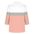 thumbnail image 3 of BSDJILFG Golf Shirts for Women with Collar,3/4 Sleeve Dressy Casual Summer Color Blocked Slim Fit V-Neck Office Work Blouse, 3 of 4