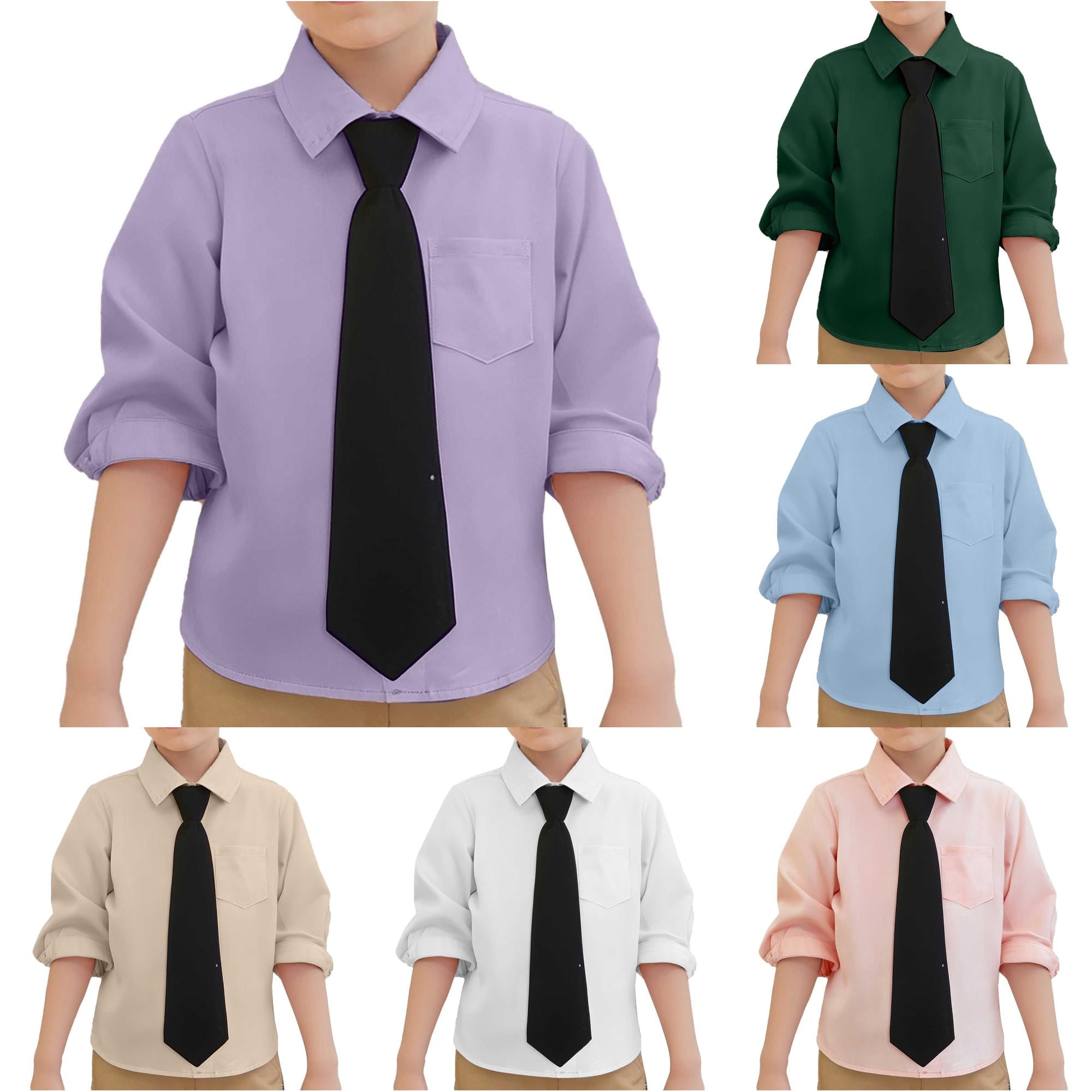 NinXxx Toddler Kids Boys Long Sleeve Gentleman Lapel Button Shirt Purple 8-9 Years