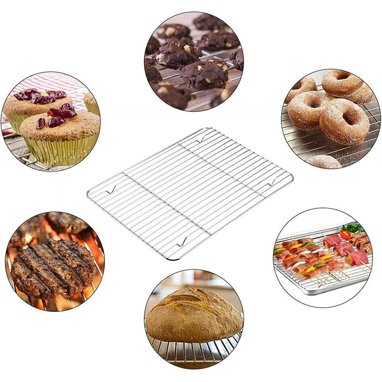 EMDMAK 6 Piece Baking Sheets with Cooling Rack Set, 16 x 12 x 1 Inch  Stainless Steel Cookie Sheet and Wire Rack & Baking Mat for Baking,  Dishwasher