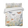 thumbnail image 2 of Quilts Queen Size, Spring Floral Soft Comforter Bedding Set for Bed, Butterfly Summer Botanical Watercolor Flowers Lightweight Quilted Bedspread with Pillow Cover(2 Pieces) for All Season, 90x96 Inch, 2 of 6