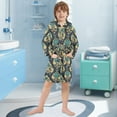 thumbnail image 5 of FORMRS Niños Bathrobe Unisex Hooded Robe Soft Plush Pajamas Sleepwear, Size 4-6T, Green Peacock Pattern, 5 of 7