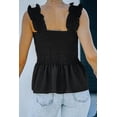 thumbnail image 3 of Women's Black Solid Smocked Tank Top, 3 of 7