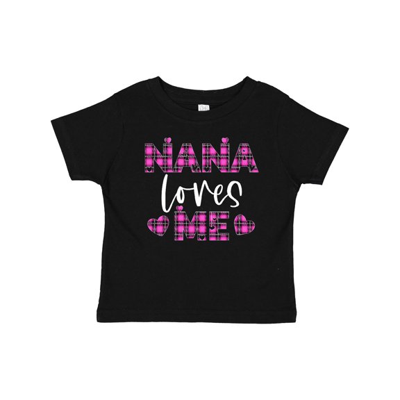 Inktastic My Nana Loves Me Hearts in Pink Plaid Boys or Girls Baby T-Shirt