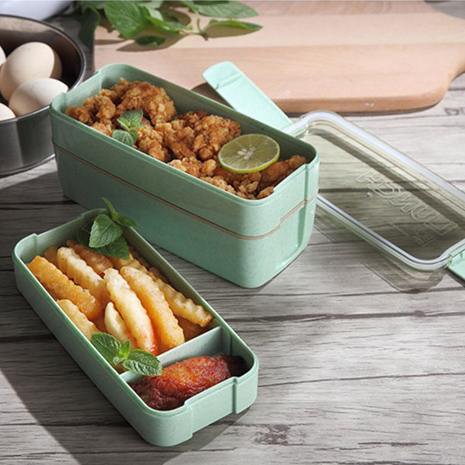 AIC New Arrival Plastic Food Container 3 in 1 Box Bento Box Sealed