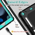 thumbnail image 4 of AVAWO Case for iPad 9th/8th/7th Generation (2021/2020/2019), iPad 10.2 Case with Pencil Holder & Kickstand, Hybrid Shockproof Protective Cover Case for iPad 9 8 7 Gen 10.2", Black and Turquoise, 4 of 8