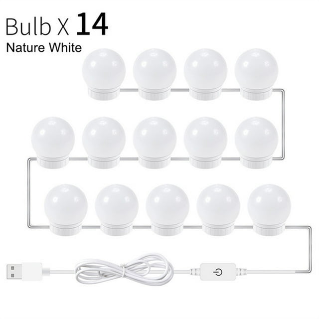 LED Makeup Mirror Light for Dressing Table Stepless Dimmable Wall Lamp USB Buttom 6 10 14Bulbs Lights ,Widely Use