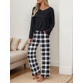 thumbnail image 2 of Ekouaer Womens Pajama Sets 2 piece Lounge Sets for Women V-neck Long Sleeve Top and Elastic Waist Pants with Pockets, 2 of 6