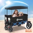 thumbnail image 3 of Sekey 330LBS Foldable Wagon Cart with Removable Canopy, 250L Collapsible Wagon Large Capacity Heavy Duty Folding Utility 600D Oxford Cart with All-Terrain Wheels for Garden, Shop, Camp, Beach, Black, 3 of 9