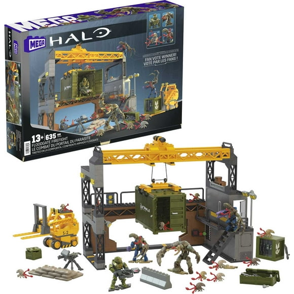 MEGA Halo-Coffret Le combat du portail du Parasite-Coffret avec mini-figurines articulées (634 pièces)