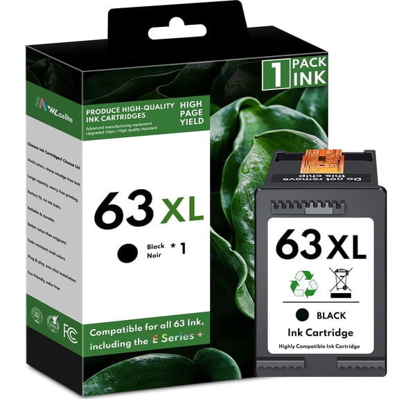 63 XL 63 Ink Cartridge Compatible for HP 63XL Black Ink Cartridges for OfficeJet 5255 3830 Envy 4520 Printer(1 Pack)