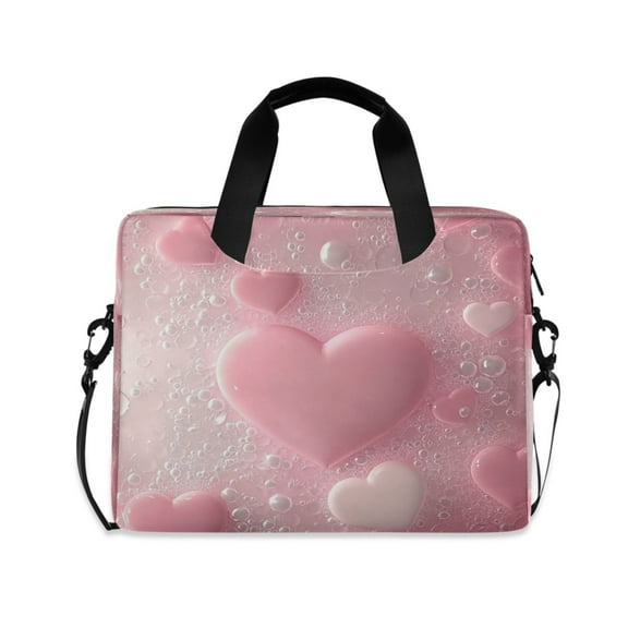 16" Laptop Tote Bag Laptop Sleeve Case Computer Briefcase for Work & Travel Pink Heart Bubbles