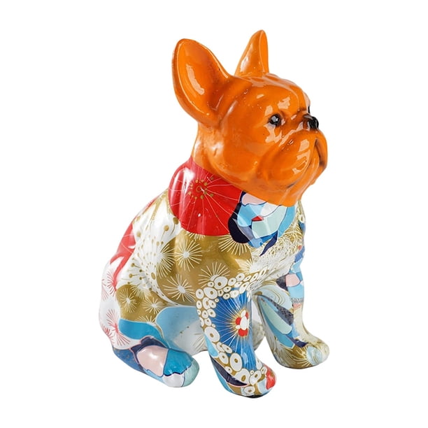 Estatua de bulldog francés, figura decorativa de resina, centro de mesa moderno de escritorio Cabeza naranja
