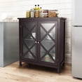 thumbnail image 2 of Costway Buffet de Cuisine Armoire de Rangement avec Portes en Verre et Étagère Réglable Marron, 2 of 10