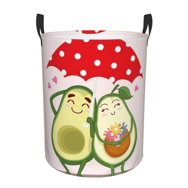 Fotbe Avocado Lovers Wearing Umbrella Cesto de Ropa con Asas, Cesto Impermeable de Gran Capacidad, Bolsa de Lavado para Dormitorio, Cesto de Ropa con Ruedas y Asas-Small
