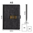thumbnail image 5 of WEMATE Diary with Lock, A5 PU Leather, 240 Pages, Password Protected Notebook, Pen & Gift Box, Lock Diary,Black, 5 of 9