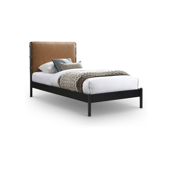 Meridian Furniture Abigail Cognac Vegan Leather Twin Bed