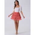 thumbnail image 3 of DARING DIVA Women's Elastic Waist A-Line Layered Ruffle Floral Mini Skirt XL Red, 3 of 6