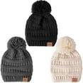 thumbnail image 4 of REDESS Baby Kids Winter Warm Beanie Hats, Infant Toddler Children Pom Pom Beanie Knit Cap Girls Boys-3 Pack, 4 of 6