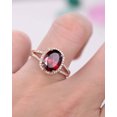 thumbnail image 2 of HeartsAndYou 4ct Natural Red Garnet Split Shank Halo Engagement Ring 100% 14k SOLID Rose Gold, 2 of 9