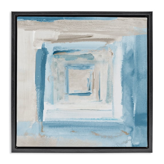 Stupell Industries Contemporary Blue Layered Squares Black Floating Frame Canvas Art, 18 x 18, by Lanie Loreth