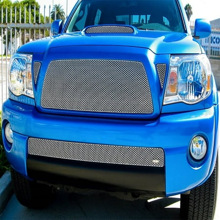Steel Hood Scoops - GrillCraft TOY1948S MX Series Grille Hood Scoop Insert Steel Mesh Pattern Silver Powder Coat Top Finish MX Series Grille Hood Scoop Insert