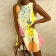 thumbnail image 2 of Yellow Women‘s Dress Summer New Fruit Pineapple Graphic Print Sleeveless Dress Casual Beach Vacation Party Dresses Girl Clothes, 2 of 9