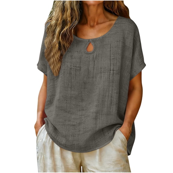 Batwing Short Sleeve Shirts for Women Casual Loose Beach T Shirt Summer Vacation Blouse Lightweight Breathable Comfy Tops