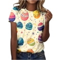 thumbnail image 1 of Pisexur Hauts pour Femmes Blouses Décontractées Élégantes Imprimé de Pâques Manches Courtes Col Rond, Grande Taille Multicolore, 2TG, 1 of 6