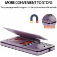 thumbnail image 5 of Design for Samsung Galaxy S23 5G Case with Tempered Glass Screen Protector PU Leather Credit Card Holder Slot Wallet Phone Cases Stand Kickstand Protective Cover for S 23 Women 6.1 inch Purple, 5 of 12