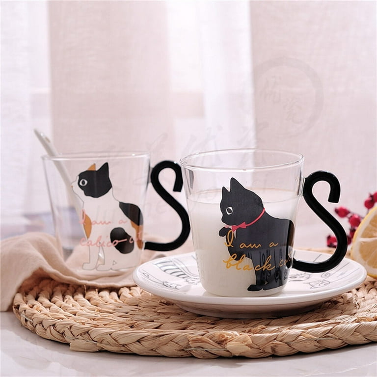 Cute Cat Cups Water Glasses For Drinking Kawaii Cat Tail Coffee
