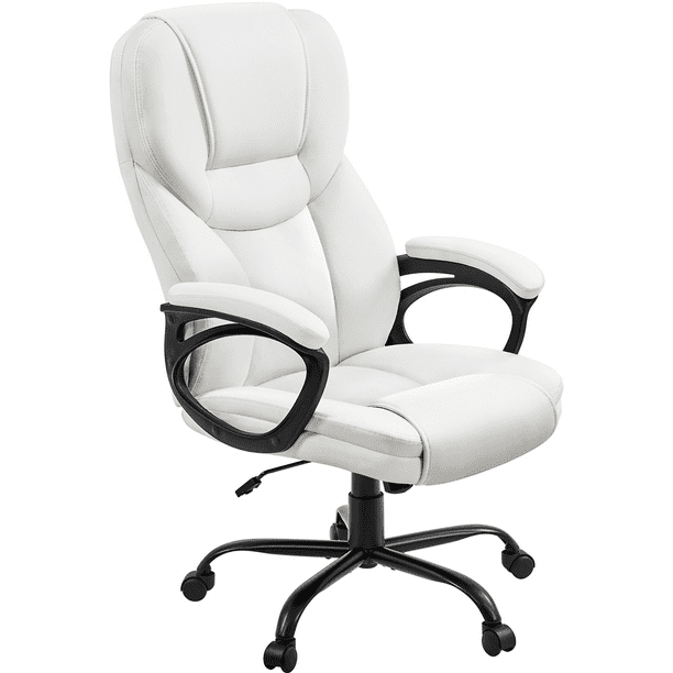 Yaheetech High Back Faux Leather Office Chair, White