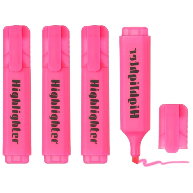Uxcell Highlighter Pen, 4 Pack Water Based Broad Tip Writing Marker Pens Cute Pastel Colored Highlighter Studying Supplies for Office Home Daily Use, H5713 Pink