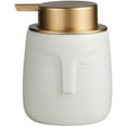 thumbnail image 4 of ABPETE Unique Modern Soap Dispenser, Face-Shaped Ceramic Bottle with Rust Proof Gold Matte Pump, Decorative Lotion Dispenser for Bathroom or Kitchen (White), 4 of 8