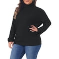 thumbnail image 4 of Agnes Orinda Women's Plus Size Halloween Outfits Sweater Cable Knit Turtle Neck Long Sleeve Ribbed Cuff Fall Winter Chunky Pullover Sweaters 1X Black, 4 of 6