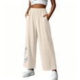 thumbnail image 6 of Fashion Lounge Pants Women Petite Plus Size Mid Waist Summer Solid Color Embroidered Loose Casual Pants, 6 of 6