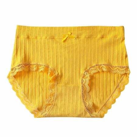 WMTBSRSW High Waiste Bikini Panties for Women Classical Breathable Cotton Underwear Lace Trim Rib Knit Ladies Panty with Bow Full Coverage Boyshort