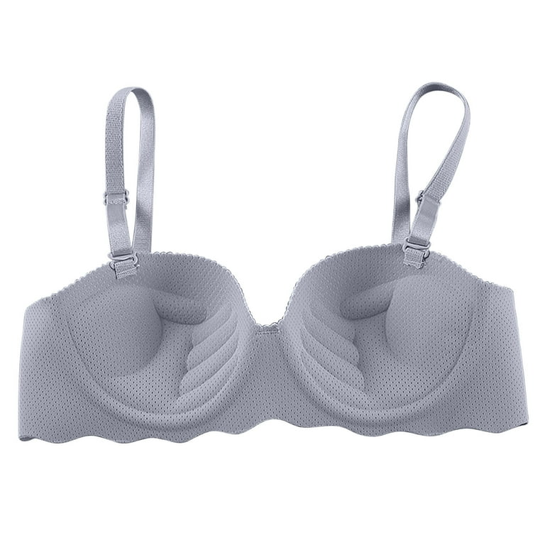 Lolmot Women's Comfortable Sexy Thin Cup Gathering Bra Lightweight  Breathable Removable Straps Bra Seamless Non-Steel Ring Breathable  Underwear Bras
